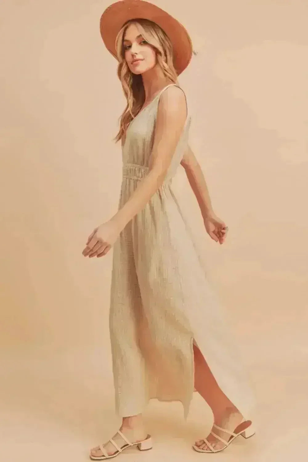 Aemi + Co Side Slit Round Neck Sleeveless Tank Dress