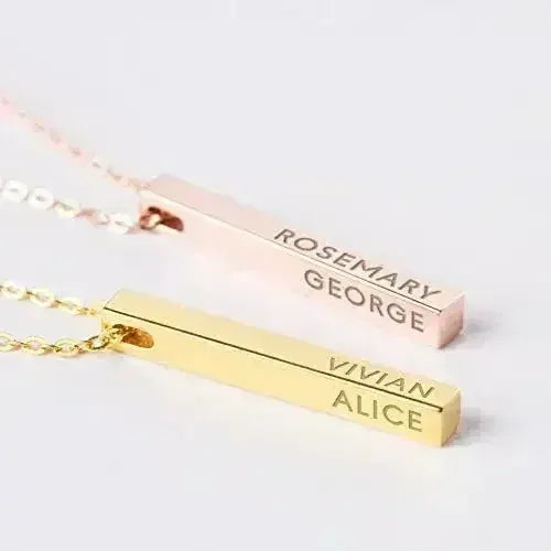 Personalized Mother Necklace, 4 Side Bar Necklace, Kids Names Necklace
