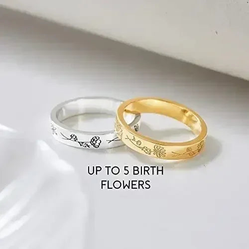 Birth Month Flowers Ring, Family Floral Ring, Gift for Mom,Mother Ring