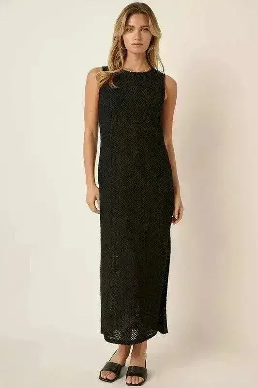 Mittoshop Side Slit Dress – Sleeveless Round Neck w/Slit