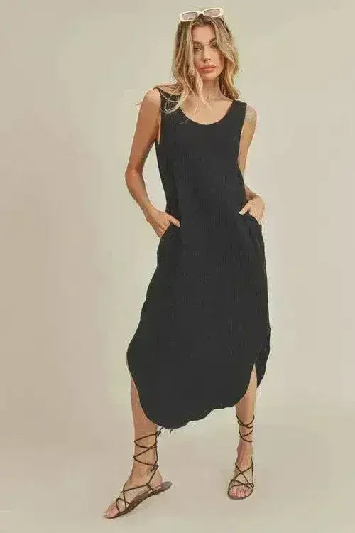 Aemi + Co Cotton Midi Dress – Pockets & Breathable Comfort