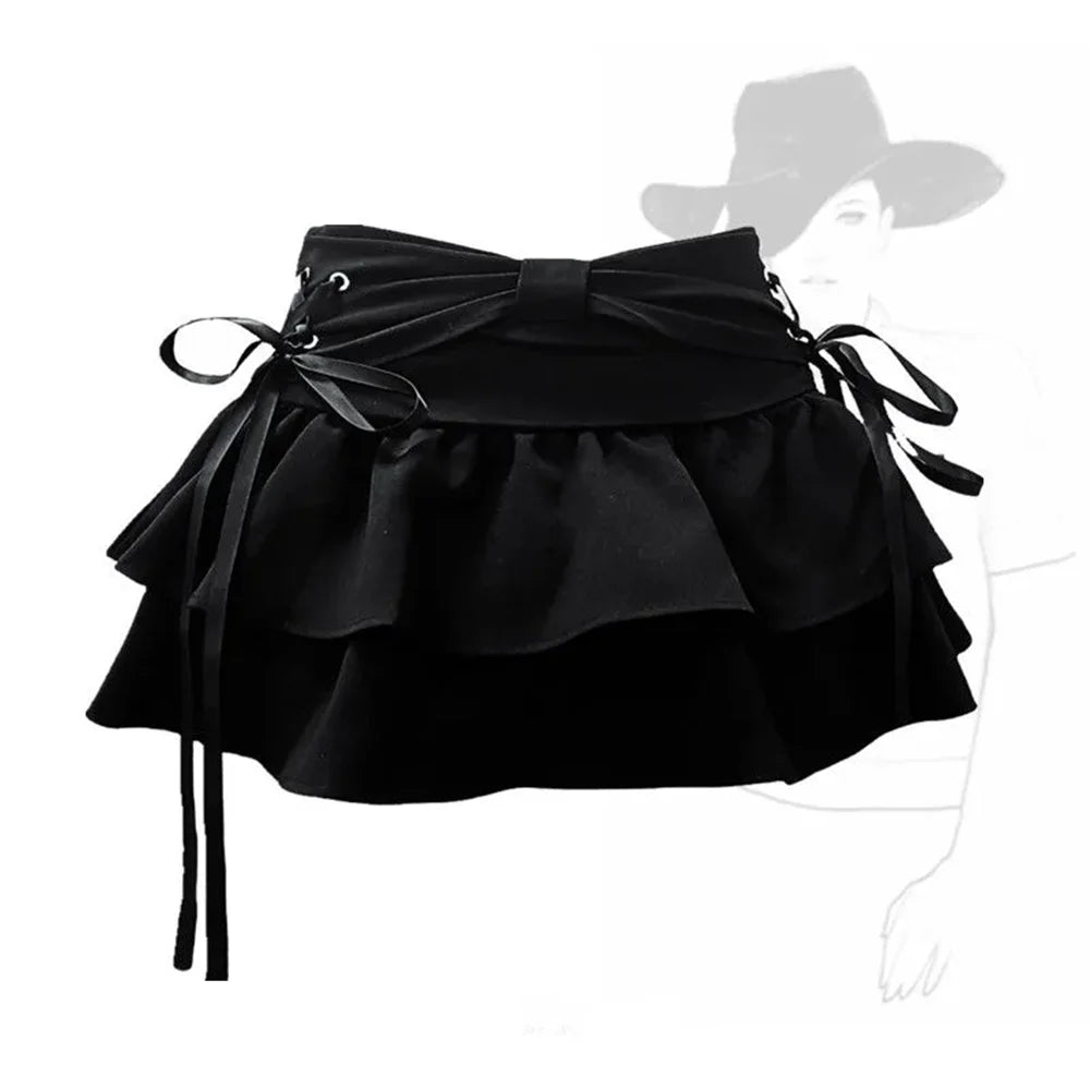 New Fashion Women Hot Girl Sweet Kawaii Bow Vintage Y2k Clothes American Streetwear Sexy Summer A-line Gothic Mini Denim Skirts