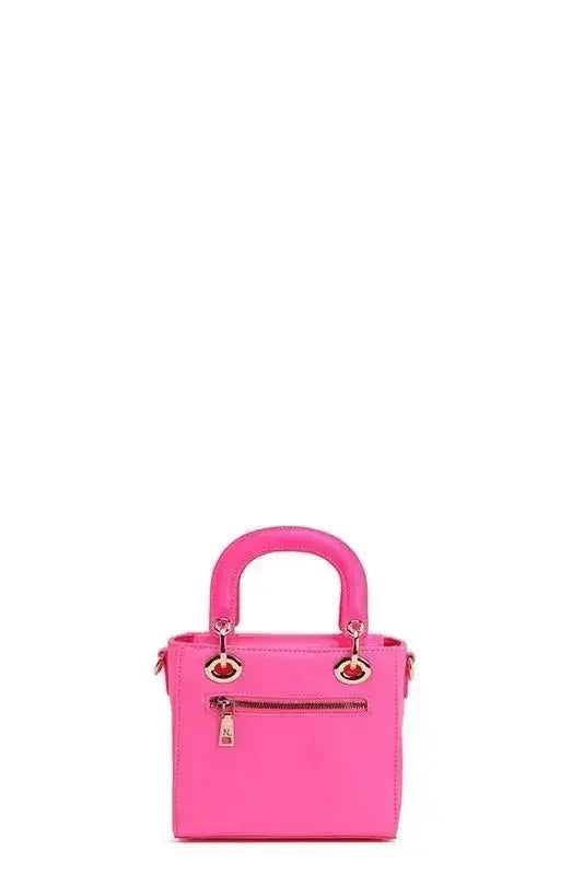 Pink Color Patch Handbag - Top Handle & Crossbody | Femstylo