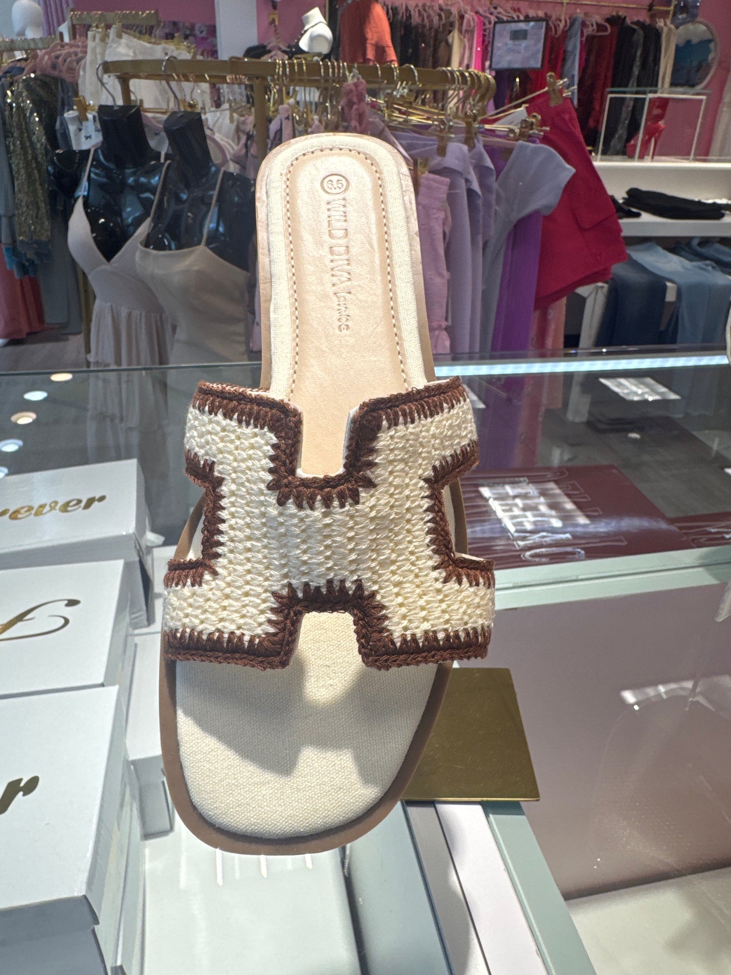 Wild Diva Luxe Fabric H Strap Slip On Sandals