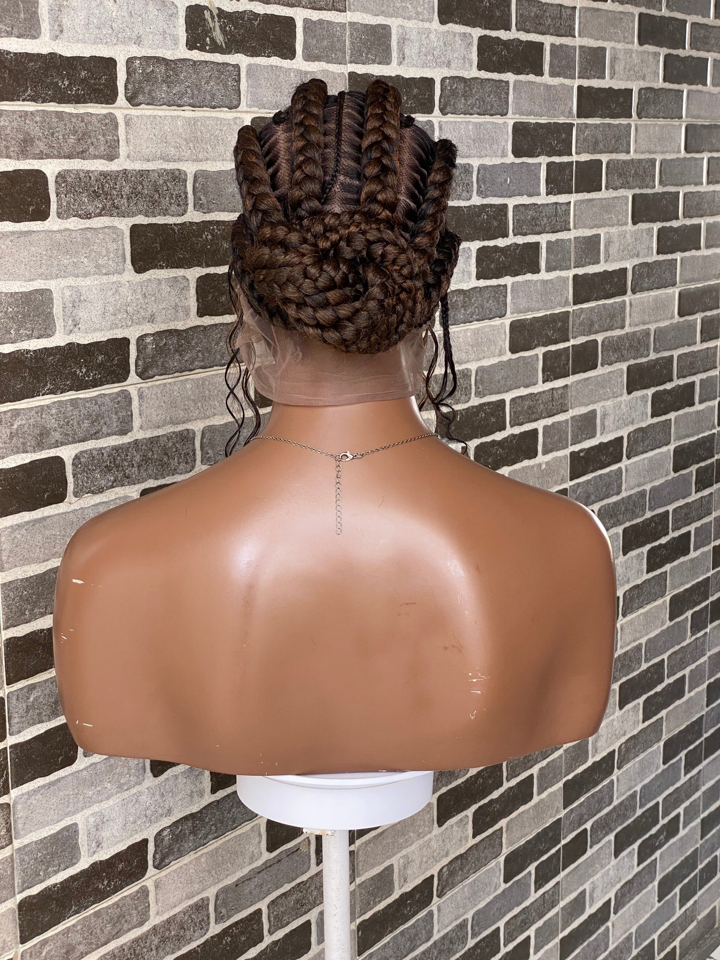 Feeding braid Wig, Human Hair Curls, Color 1B/30 Swiss Full Lace - Janiece