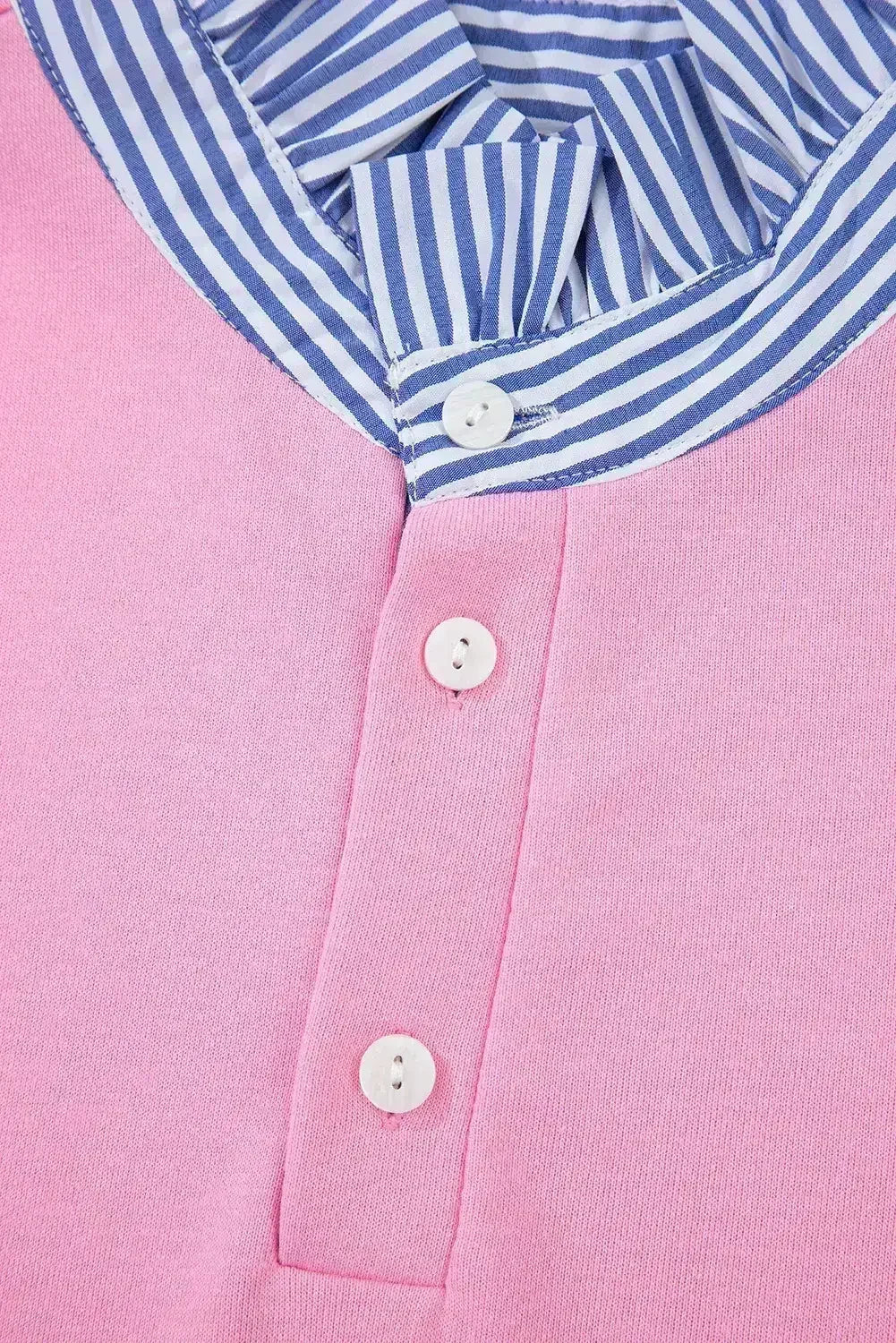 Bonbon Striped Collar Puff Sleeve Sweatshirt