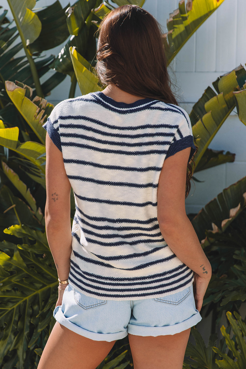 Arlette Loose Buttoned V Neck Sweater Vest