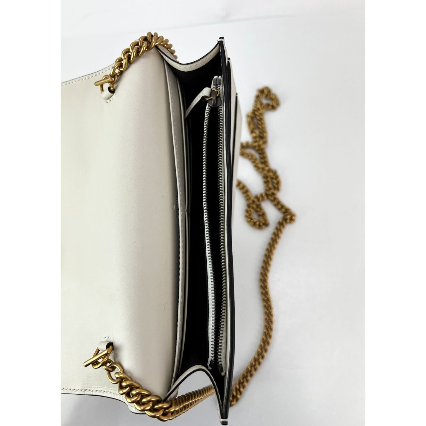 Gucci Queen Margaret Bee Wallet on a Chain Mystic White Clutch