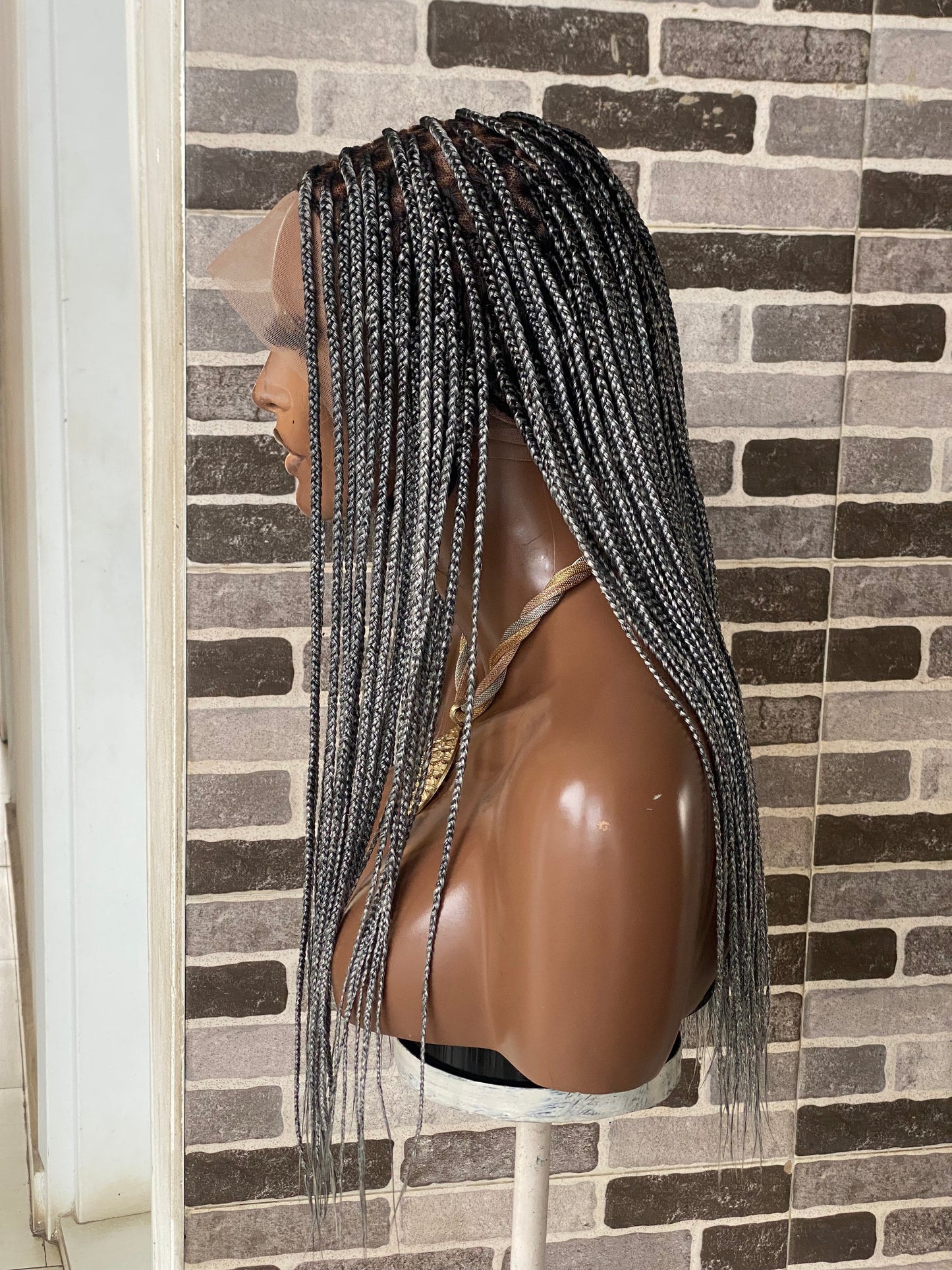 Knotless (Salt and pepper) Full lace wig