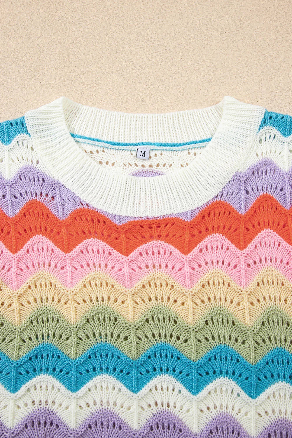 Multicolour Cut Out Scalloped Rainbow Sweater Vest