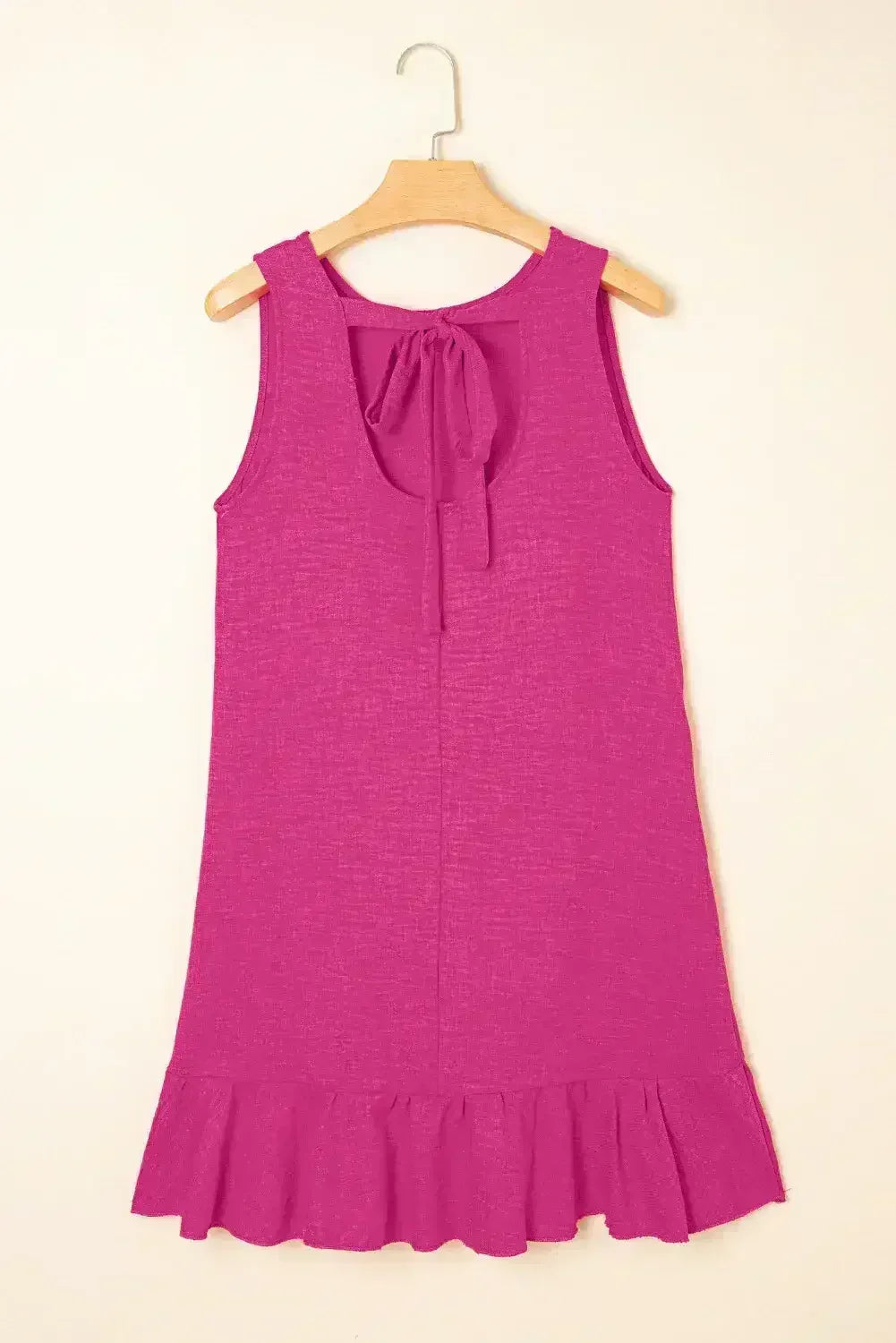 Ashleigh Blue Sleeveless Knot Backless Ruffle Hem Mini Dress