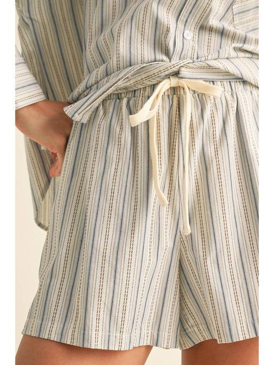 Multi Stripe Cotton Shorts