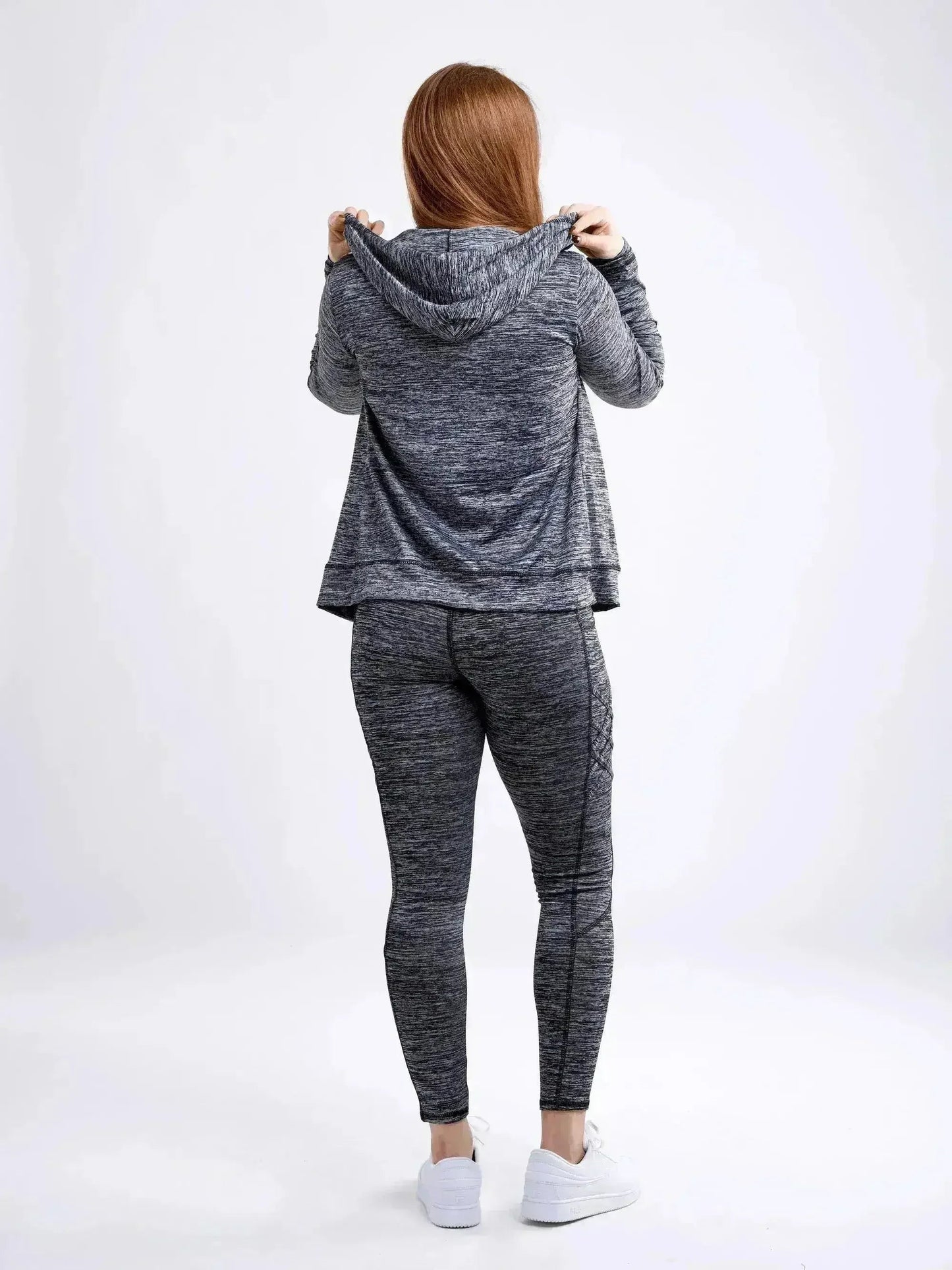 Athletic Fitted Zip-Up Hoodie Jacket with Pockets