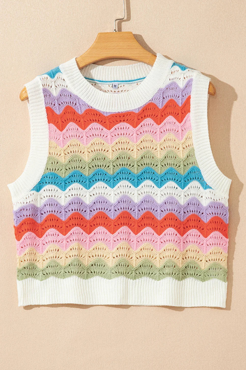 Multicolour Cut Out Scalloped Rainbow Sweater Vest