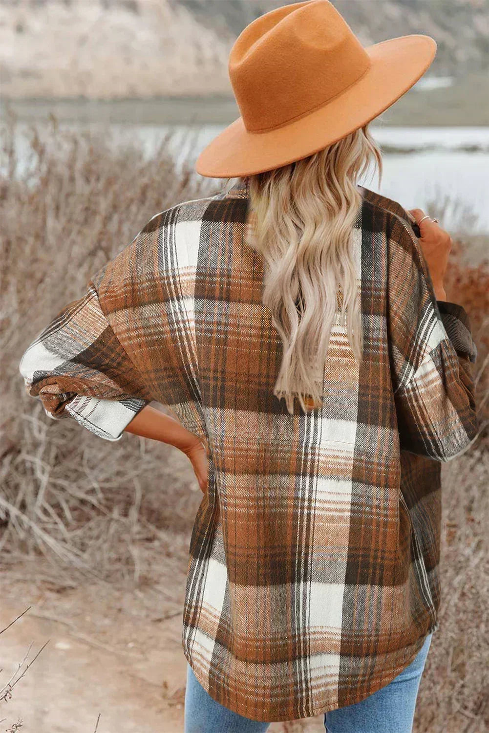 Pink & Grey Button Up Plaid Flannel Shacket – Femstylo