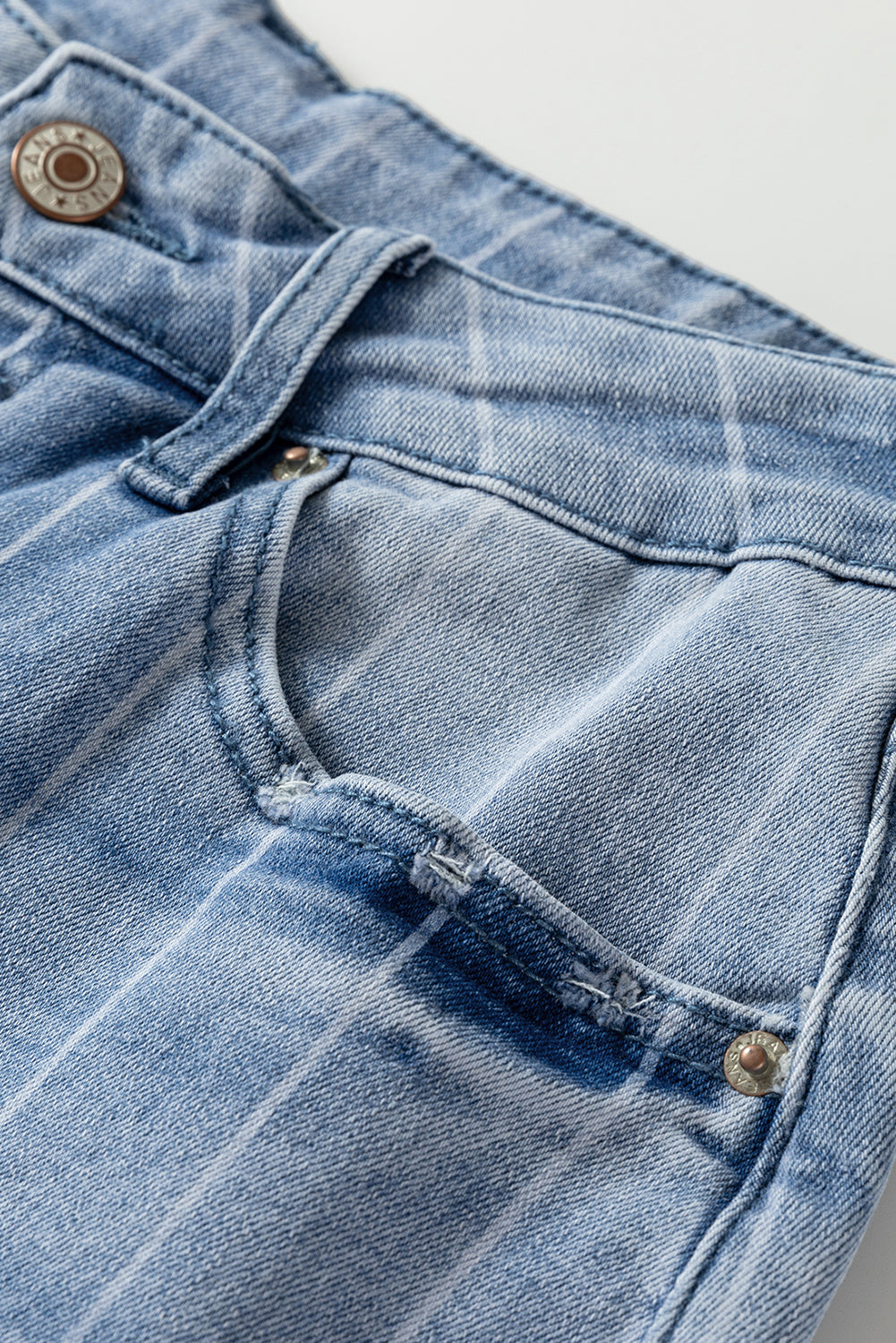 Beau Blue Wide Leg Jeans With Multiple Button Details