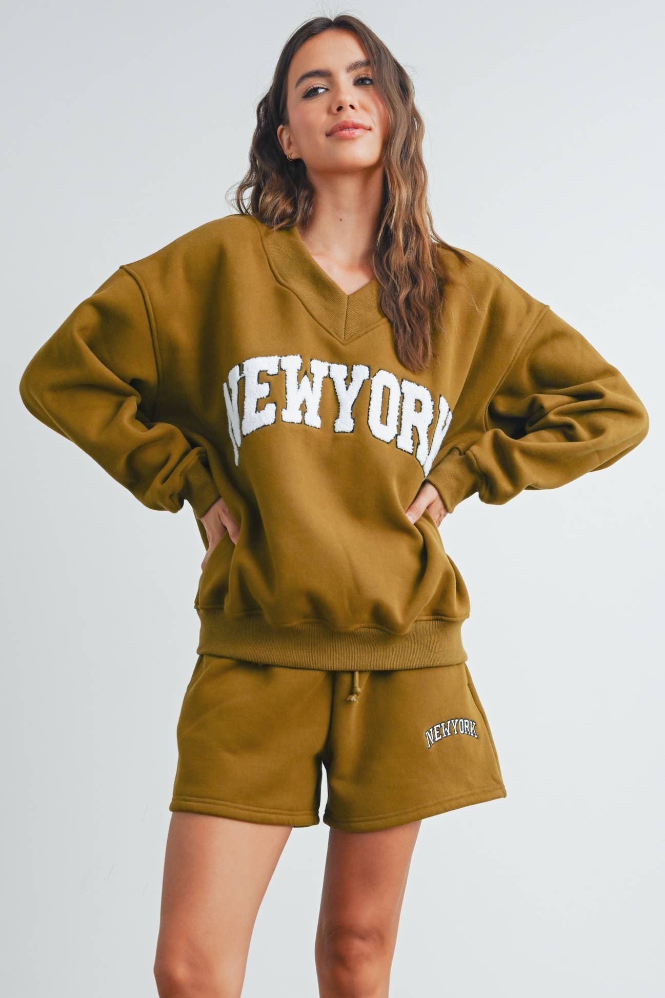 Sweat-shirt col V New York