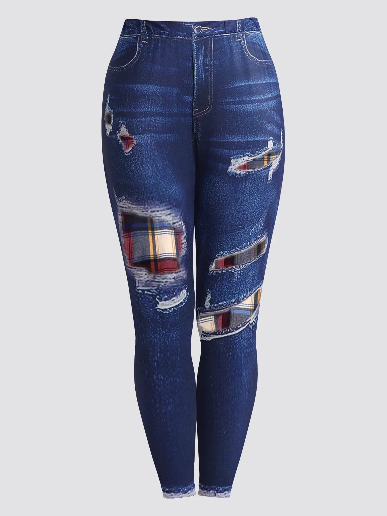 Plus Size Womens Suit Hooded Sweatshirts Colorblock Plaid Print Hoodie Drawstring Textured Tops Imitation Denim Pants Set L-5XL