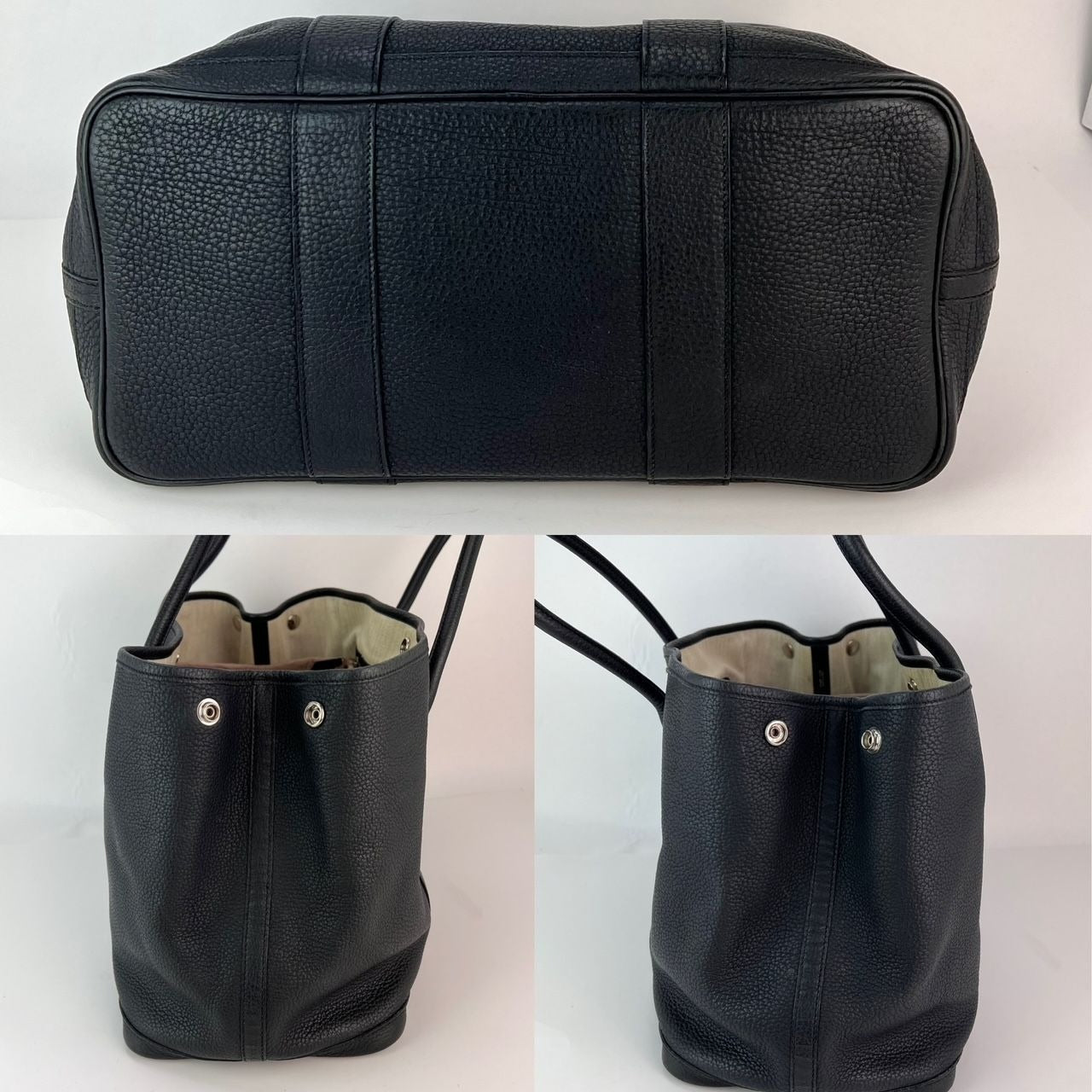 Hermes Negonda Garden Party MM 36 Black Leather Tote