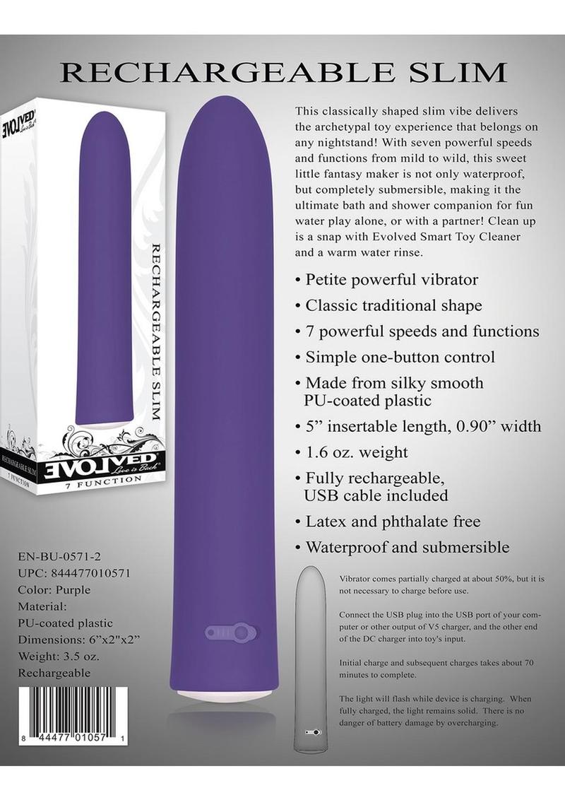 Evolved 7 Function Rechargeable Slim Design Vibrator – Purple