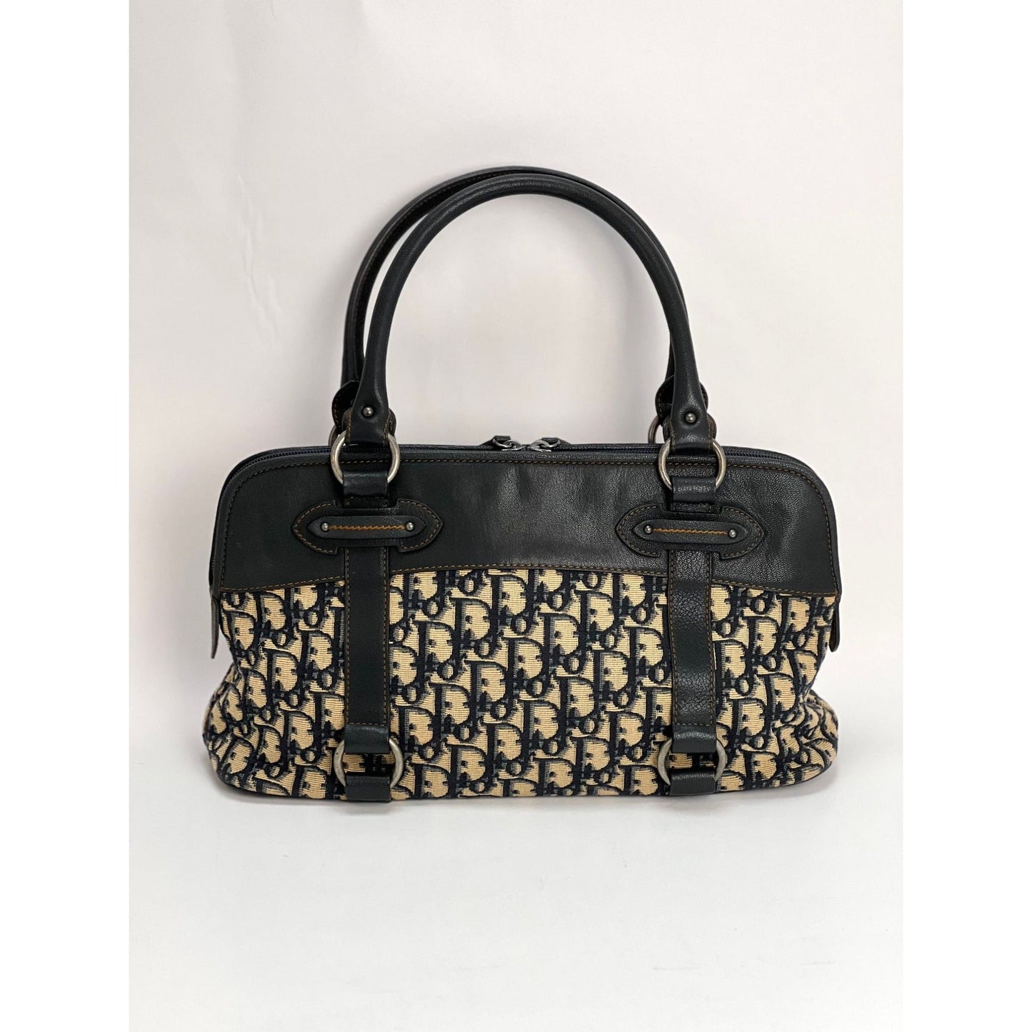 CHRISTIAN DIOR Monogram Trotter CD Blue Canvas Hand Bag