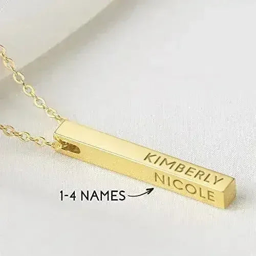 Personalized Mother Necklace, 4 Side Bar Necklace, Kids Names Necklace