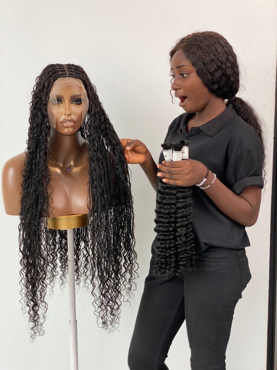 Bohemian humanhair Knotless-Ready to ship (Tara)