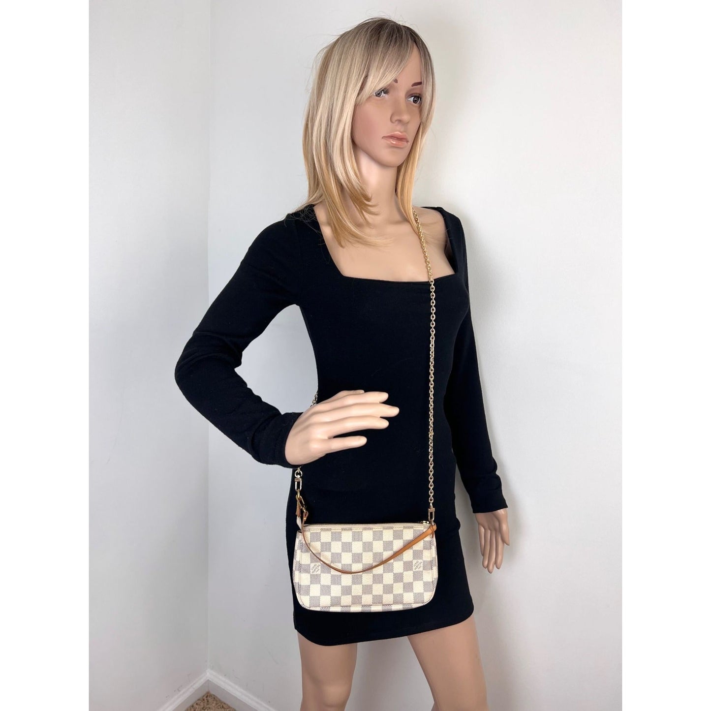 Louis Vuitton Pochette Accessories White  Damier Azur Bag