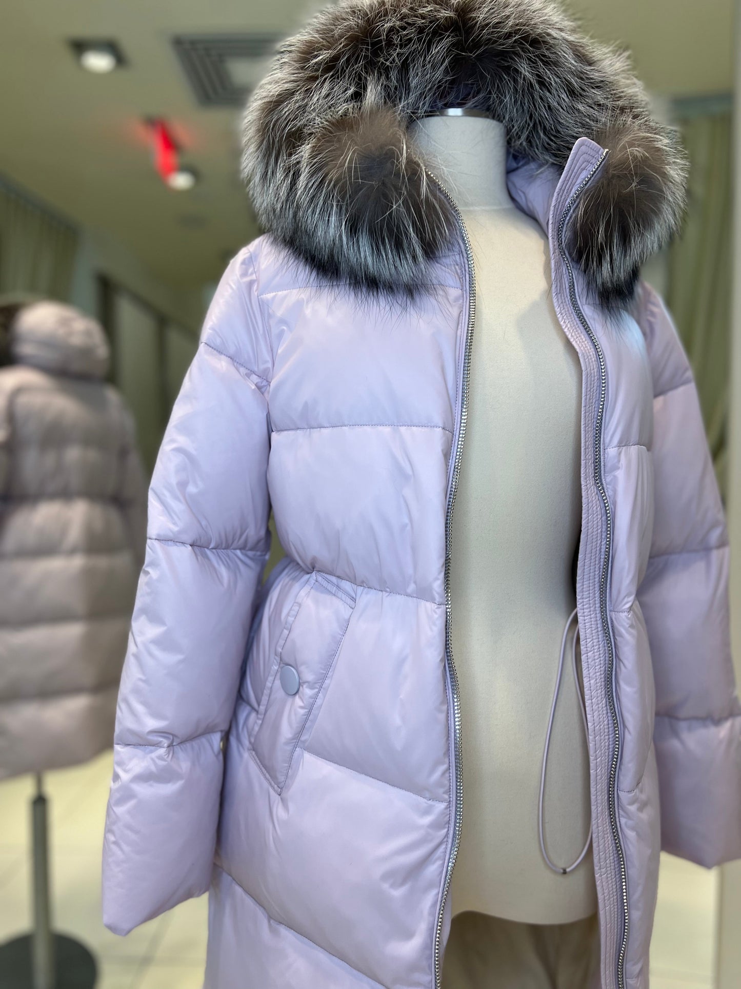 Mirabelle Genuine Silver Fox Fur Down Fill Coat