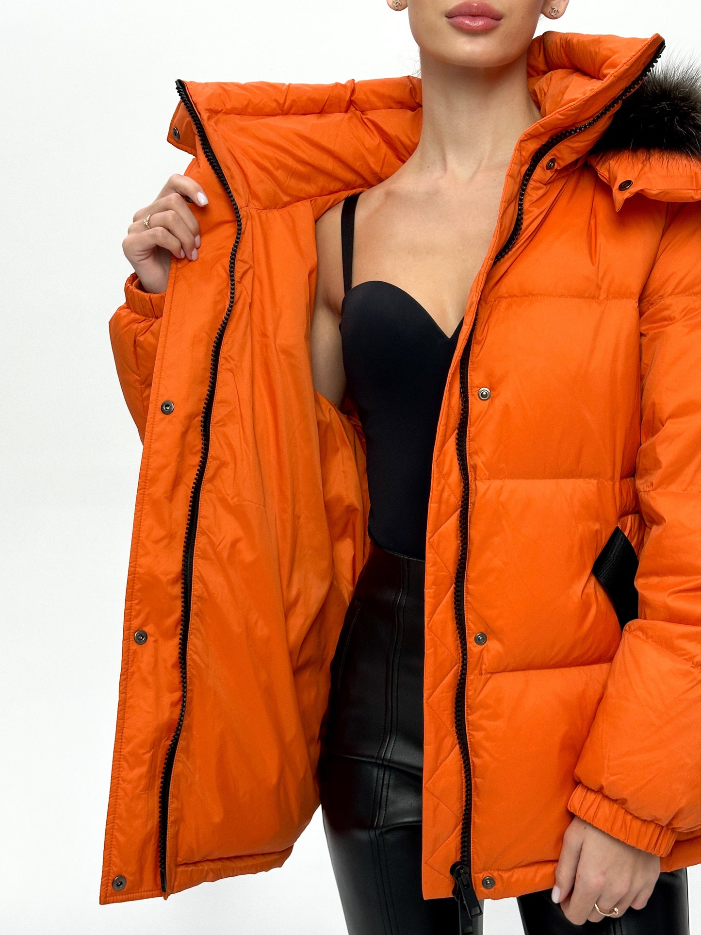 Veste en duvet de renard argenté véritable