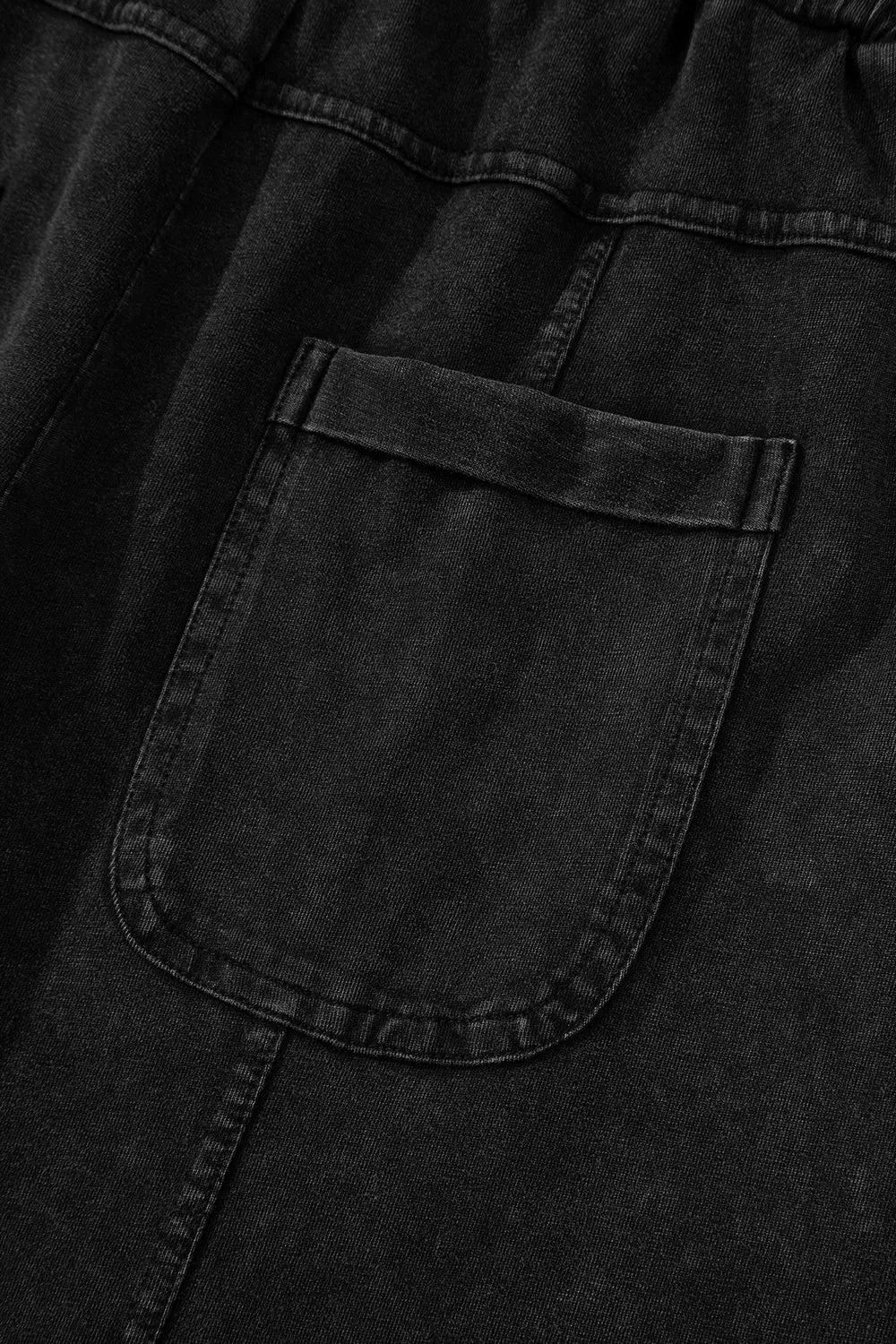 Black Mineral Wash Exposed Seam Wide Leg Cargo Pants