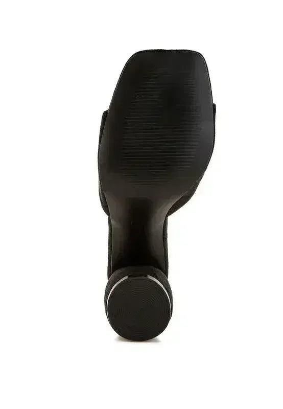 Micro Suede Block Heel Sandals - 3" Walkable Slip-Ons - Office to Outing