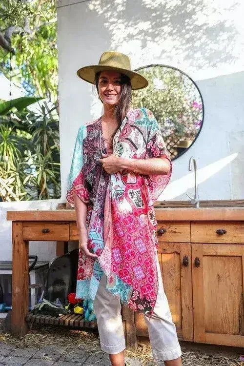 Boho Floral Patchwork Kimono