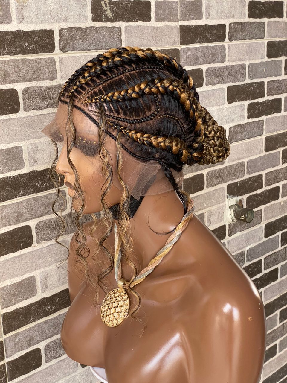 Feeding Braid Cornrow Wig (100% Human Hair Full Lace Base) -Janisa braid
