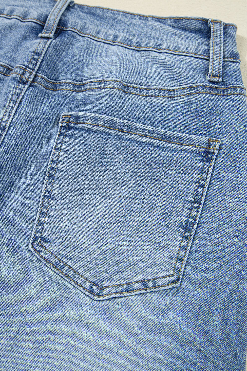 Myosotis Distressed Hem Denim Midi Skirt Irregular Look