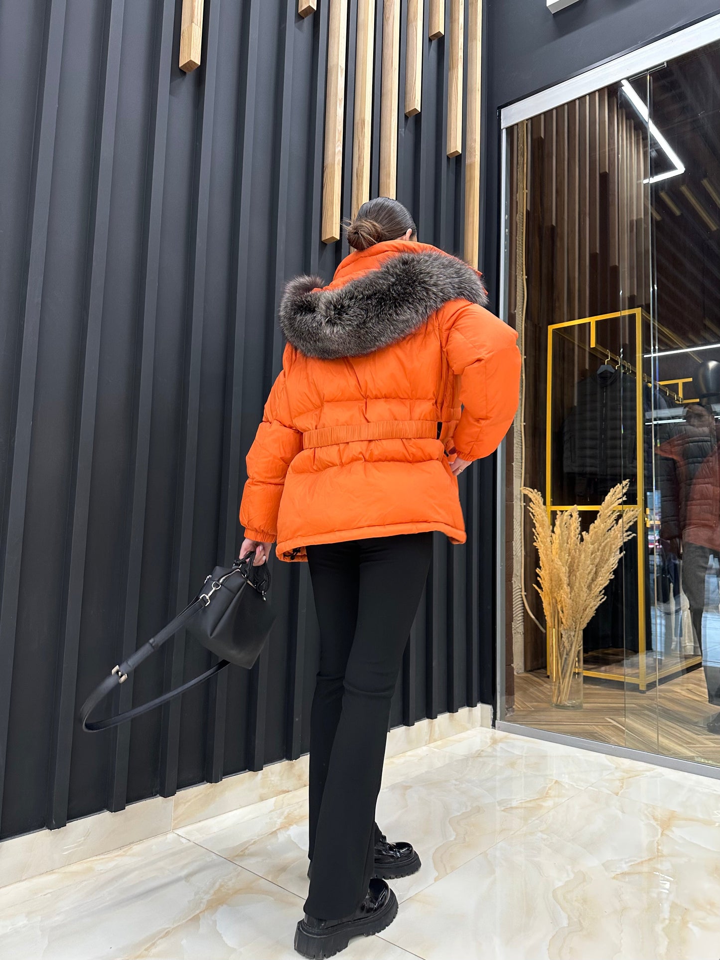 Veste en duvet de renard argenté véritable