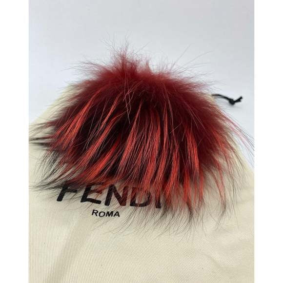 Fendi Red Fur Bag Bugs Leather Key Chain / Bag Charm