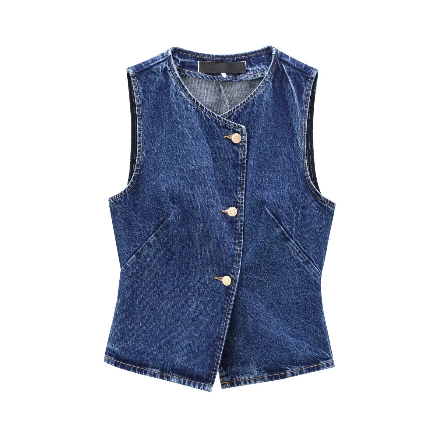 TRAF Women's Vest 2025 New Fashion Denim Vest Top Ladies Casual Cropped Sleeveless Jacket Coat Streetwear Waistcoat Outerwears