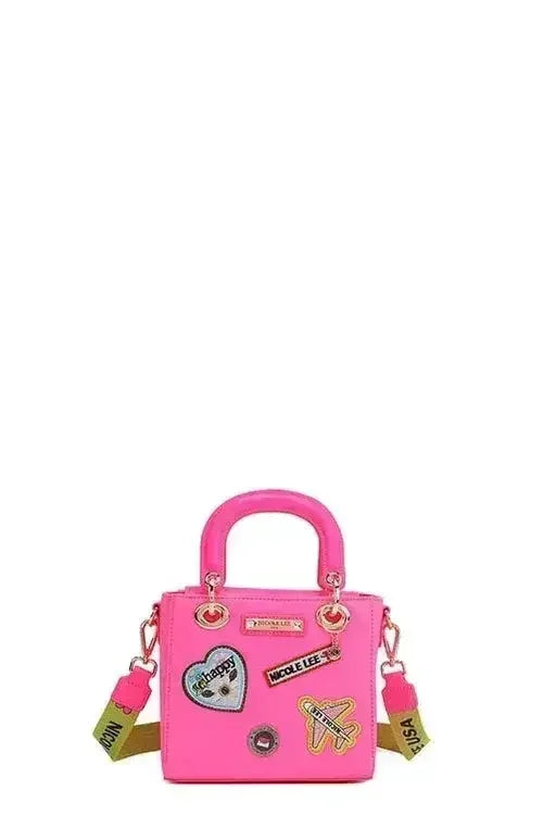Pink Color Patch Handbag - Top Handle & Crossbody | Femstylo
