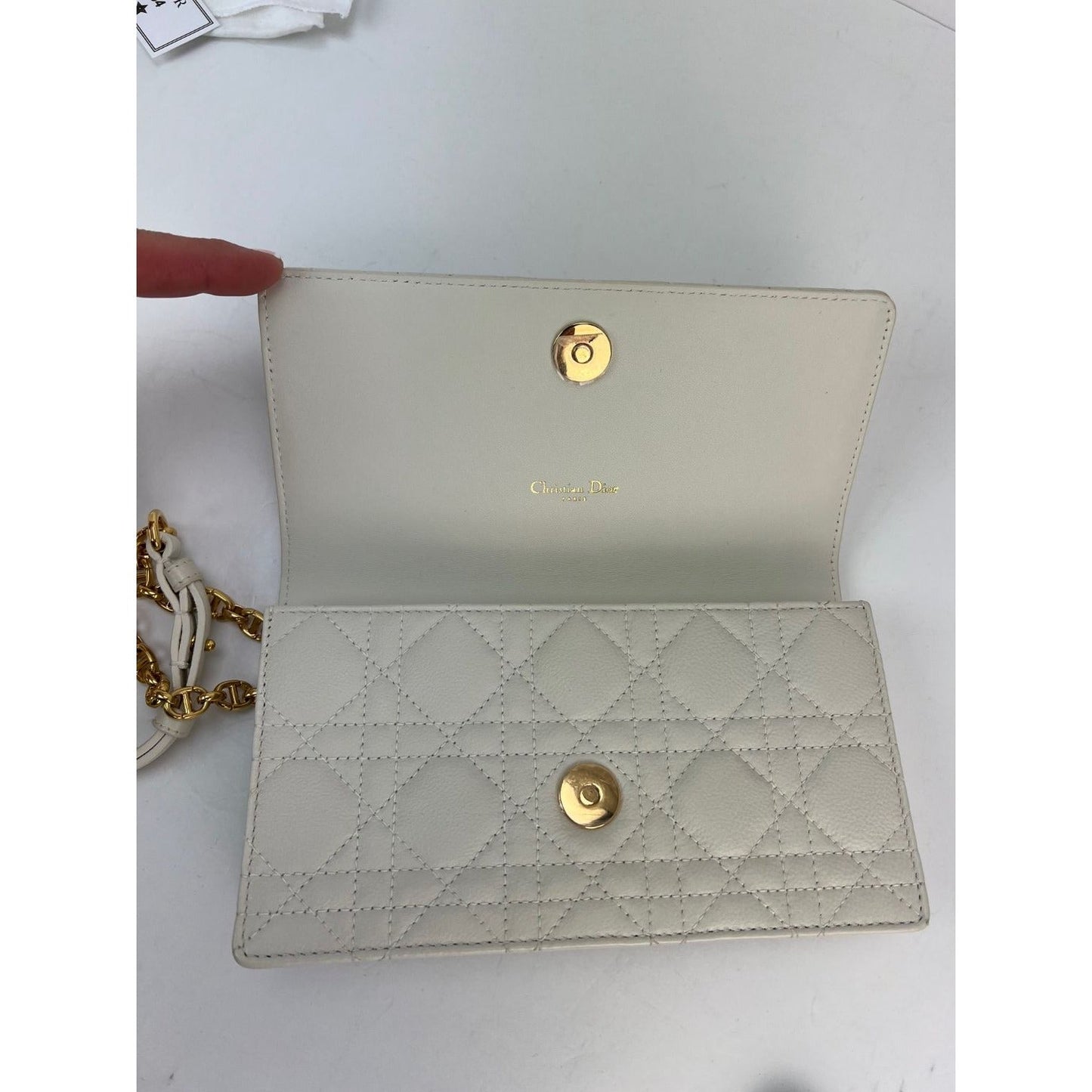 Christian Dior Caro Cannage White Leather Belt Bag Clutch