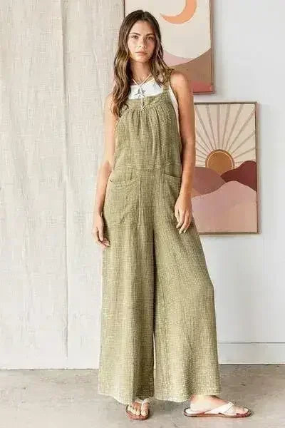 Mittoshop Textured Wide Leg Overalls