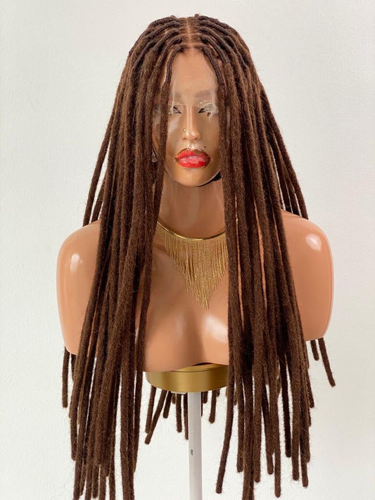 4C Natural Locs Wig "Color 4" HD Full Lace - Ready To Ship