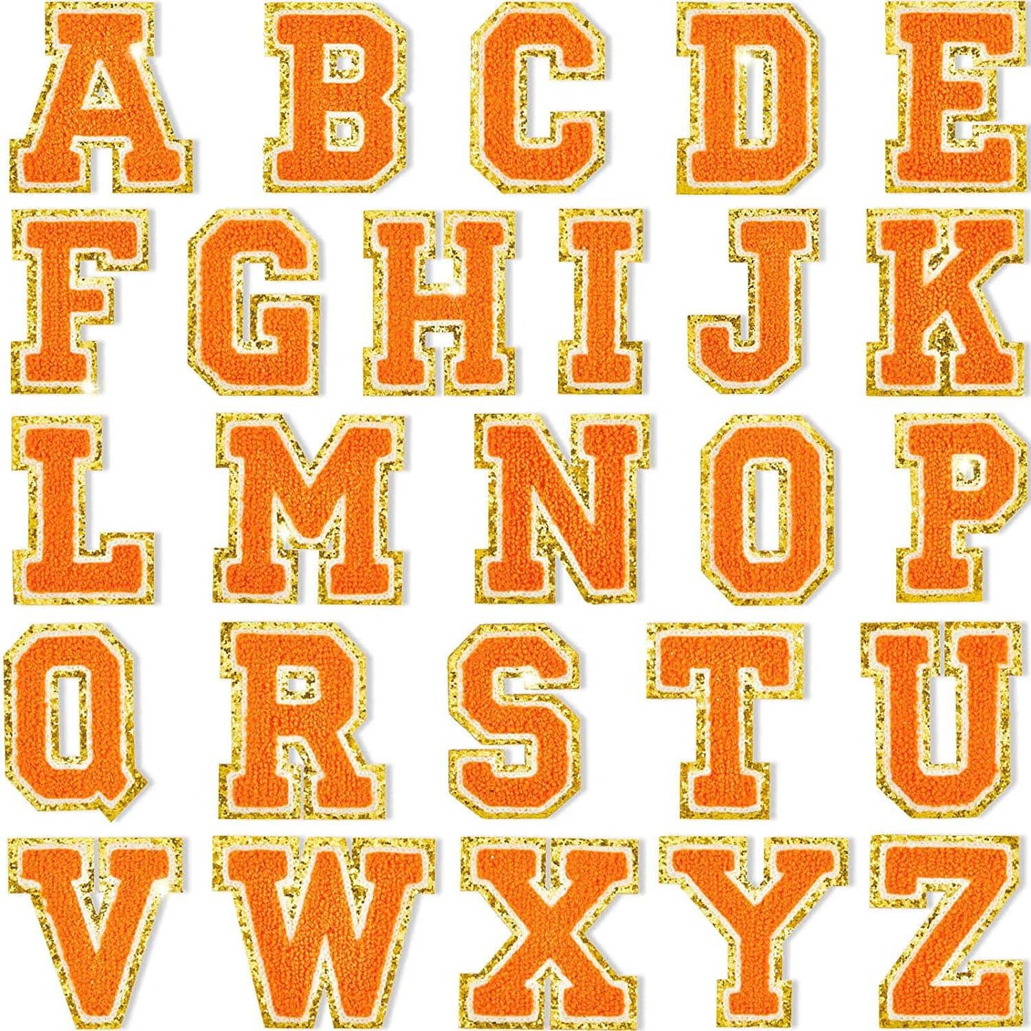 Orange Self Adhesive Chenille Letters Patches