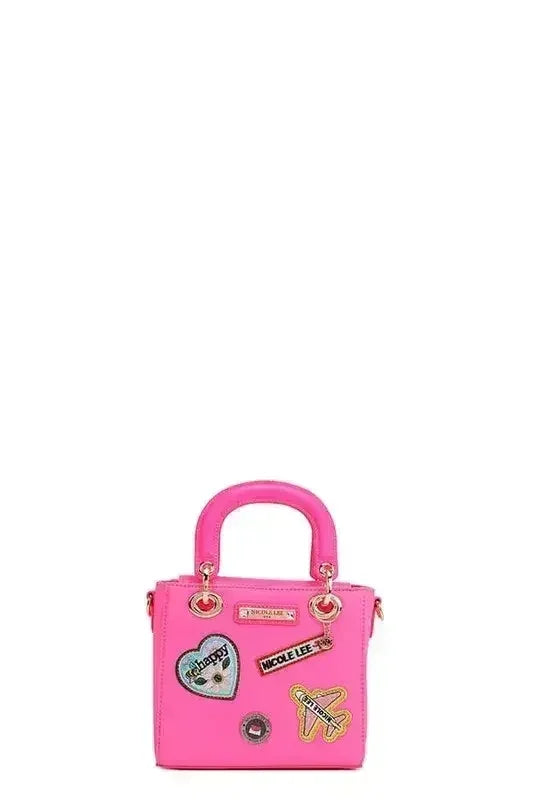 Pink Color Patch Handbag - Top Handle & Crossbody | Femstylo