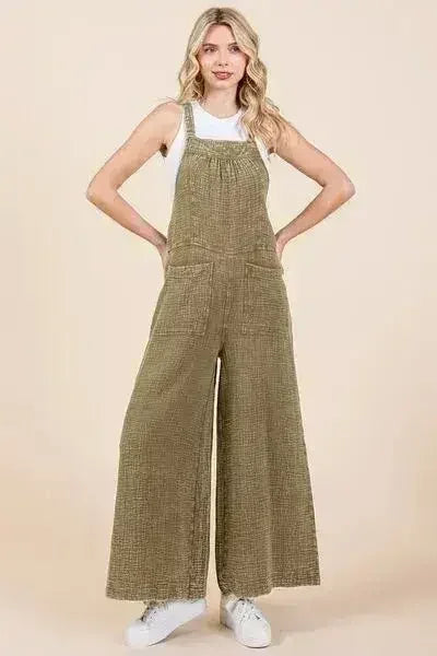 Mittoshop Textured Wide Leg Overalls