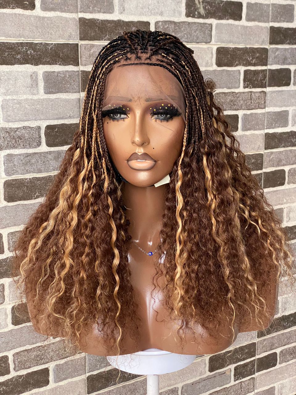 Raw Human Hair Flowy Knotless Wig (100% Raw Human Hair Lace & Curls) Mixed Colors