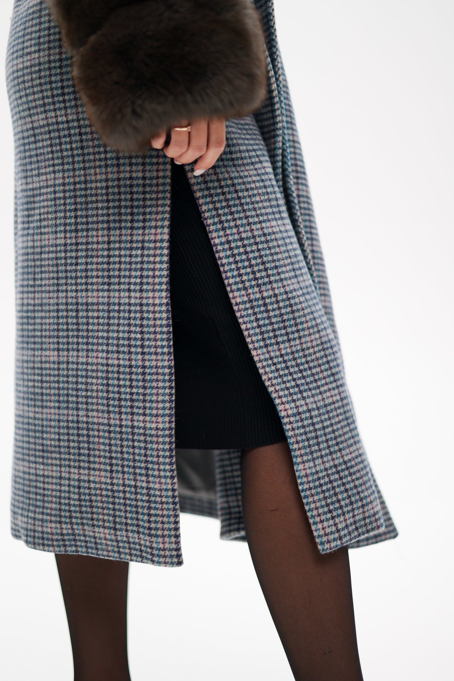 Manteau en laine vierge et fourrure de renard polaire véritable