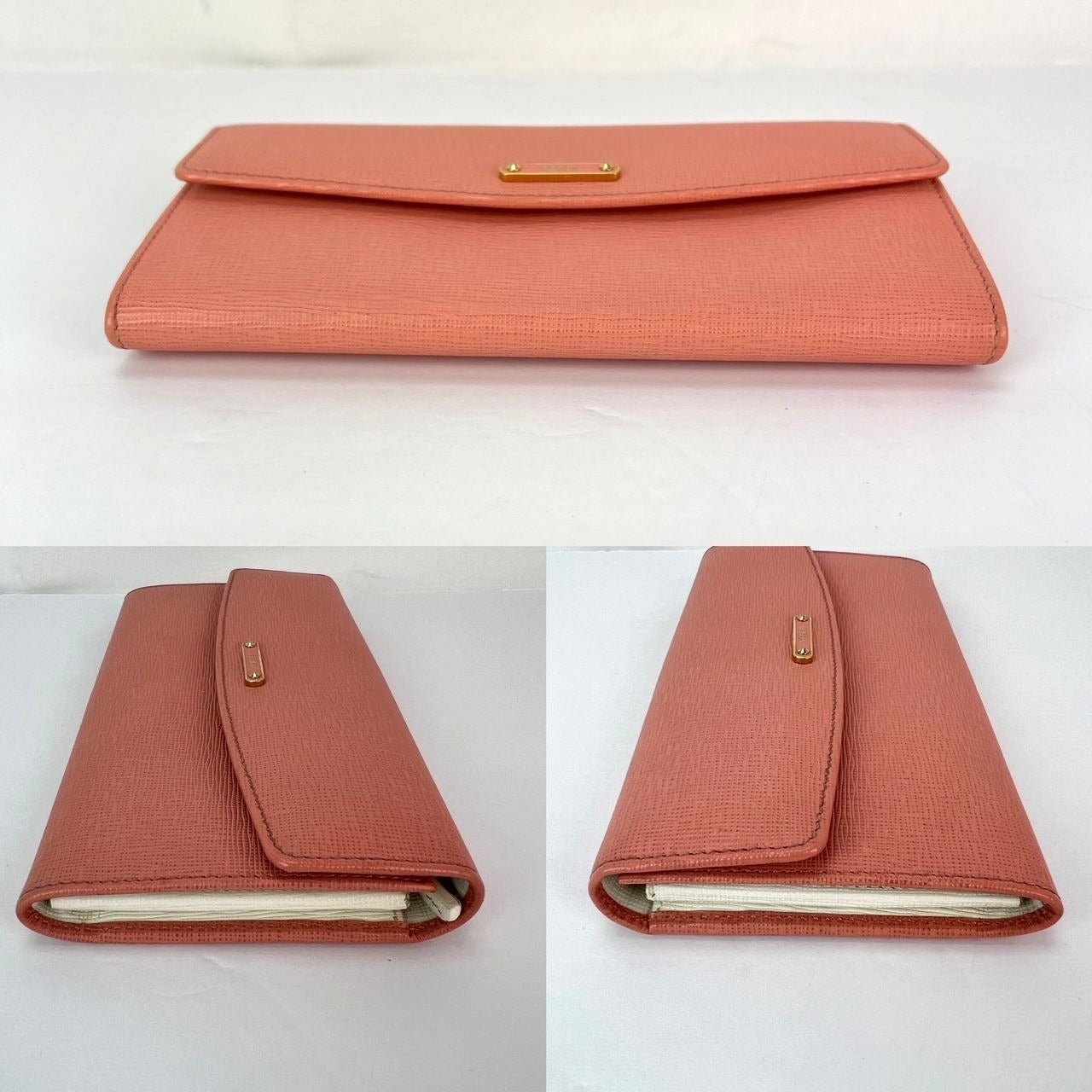 Pochette portefeuille Fendi Continental en cuir rose