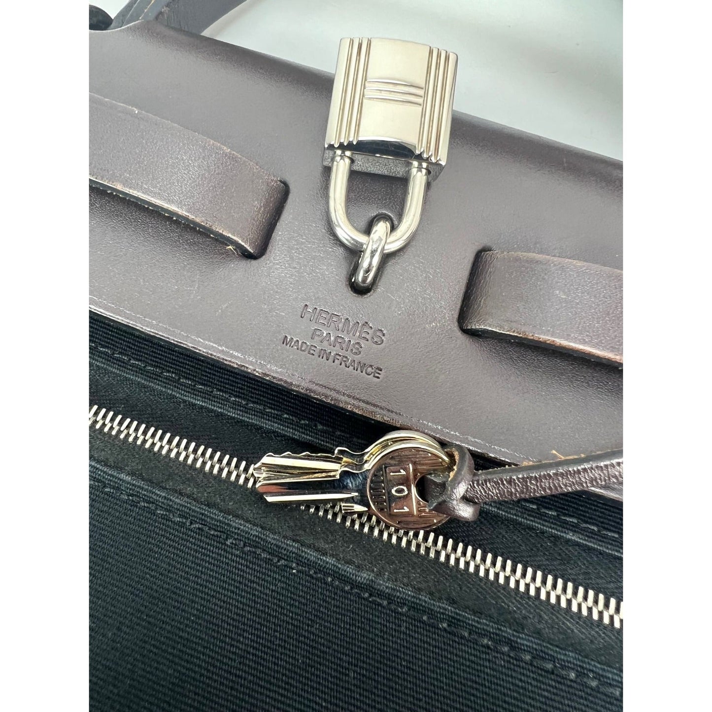 Hermes Toile vache Hunter Herbag zip 31 PM Black Ebene Shoulder Bag