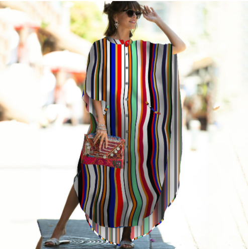 Beach Cover up Loose Button with Pocket Vacation Robe Blouse